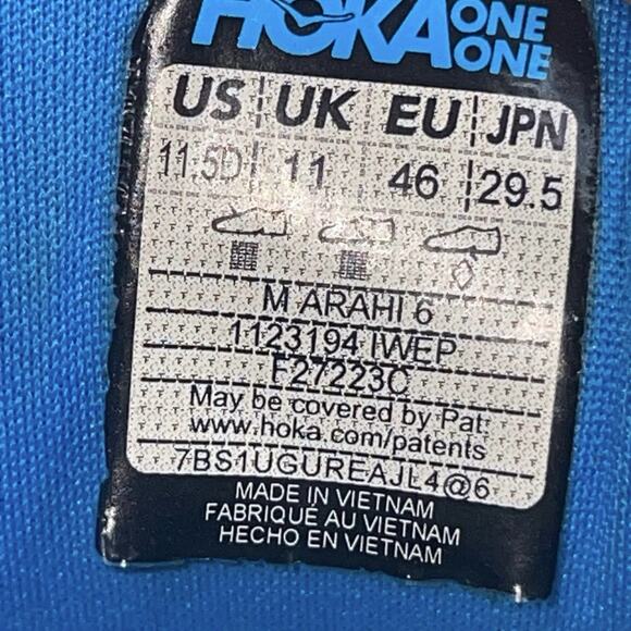 Hoka One One Arahi 6 Mens Size 11.5D Blue Yellow Athletic Running Shoes Sneakers main image 6